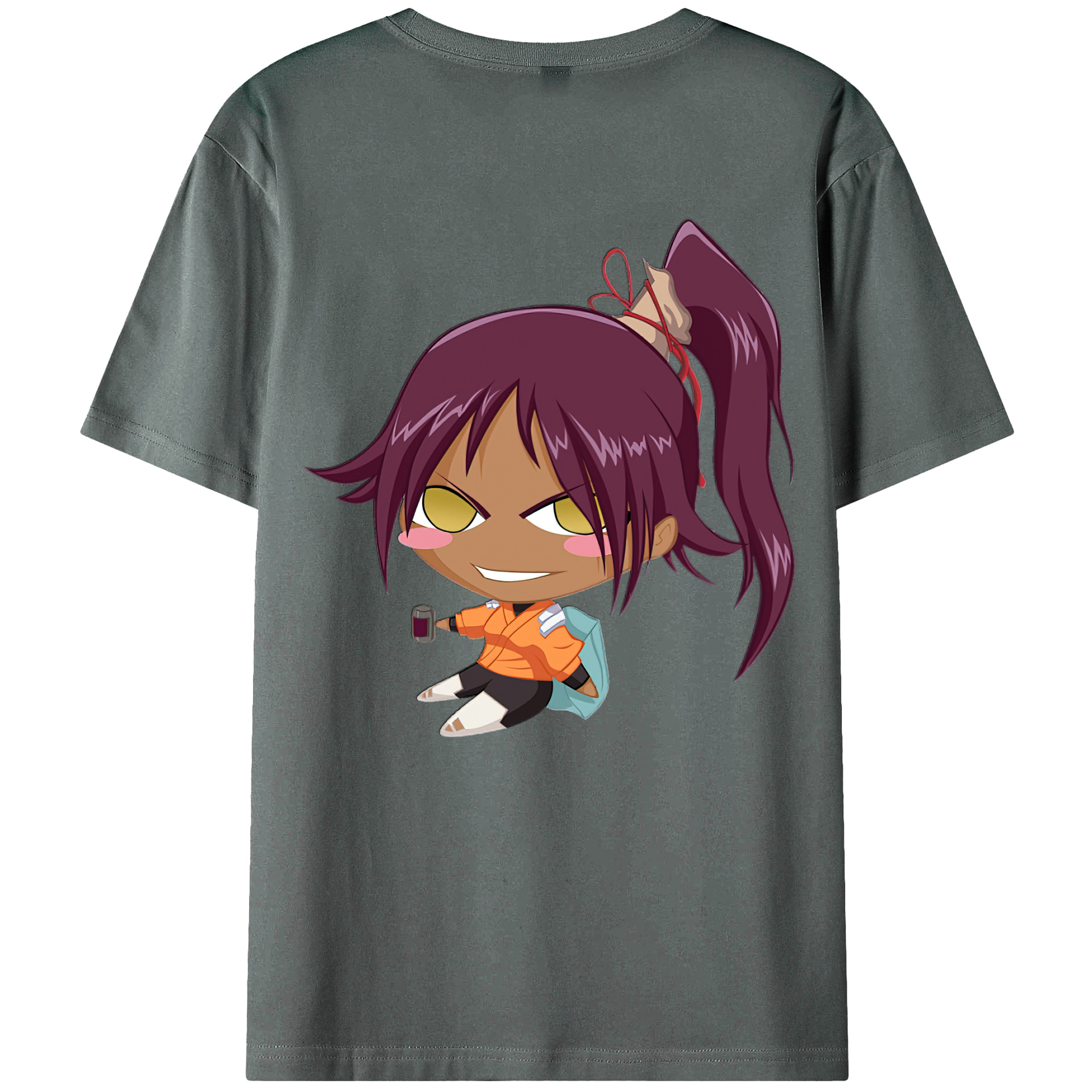（画像用） ブリーチ 四楓院 夜一（しほういん よるいち） BLEACH Shihouin Yoruichi 綿100％ メンズ半袖Tシャツ（バックプリント） 通気性